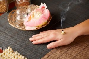 Moxibustion on someones hand